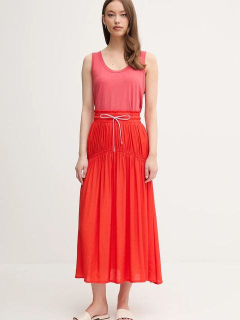 La Petite Française spódnica JOSETTE kolor czerwony midi rozkloszowana JOSETTE