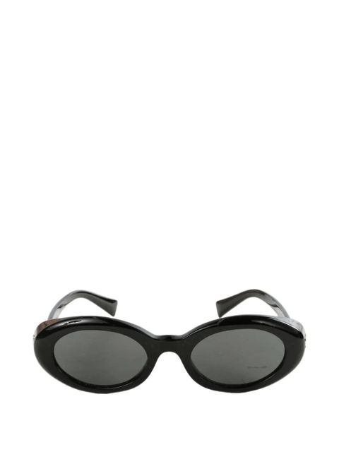Miu Miu Eyewear logo-plaque oval-frame sunglasses - Black - zdjęcie produktu nr 1