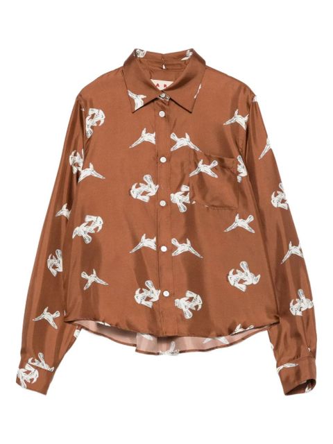 Marni bird-print shirt - Brown - zdjęcie produktu nr 1
