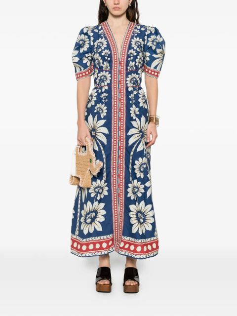 FARM Rio floral-print V-neck maxi dress - Blue - zdjęcie produktu nr 2
