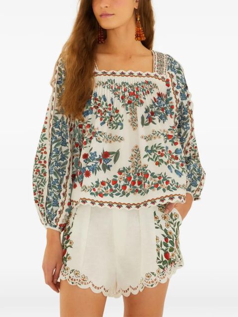 FARM Rio fruit-print scalloped-edge blouse - White - zdjęcie produktu nr 1