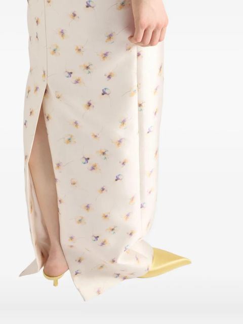 Prada floral print silk dress - Neutrals