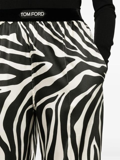 TOM FORD zebra-print silk trousers - Black