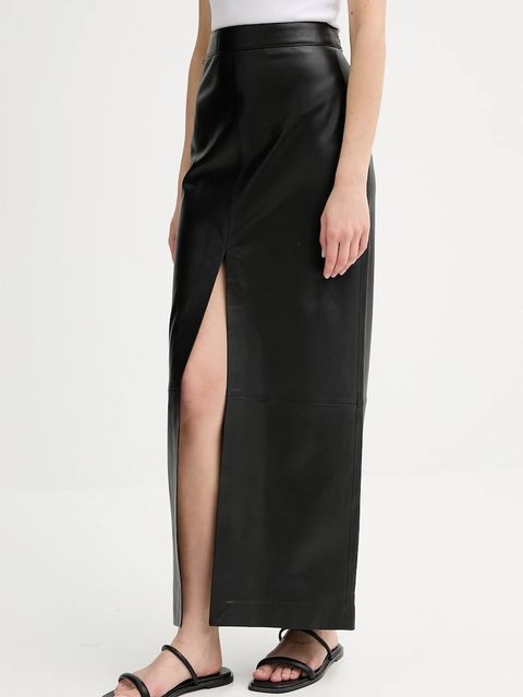 Filippa K spódnica skórzana kolor czarny maxi prosta 31409.FK