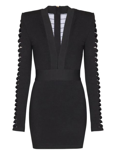Balmain v-neck cut-out sleeve mini dress - Black - zdjęcie produktu nr 1
