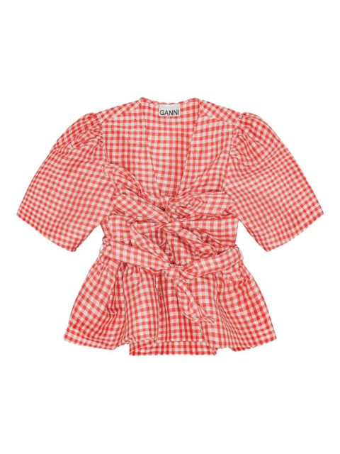 GANNI self-tie blouse - Red - zdjęcie produktu nr 1