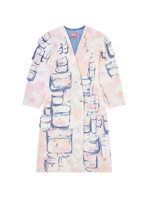 Diesel double-breasted patch-pocket denim jacket - White - zdjęcie produktu nr 1