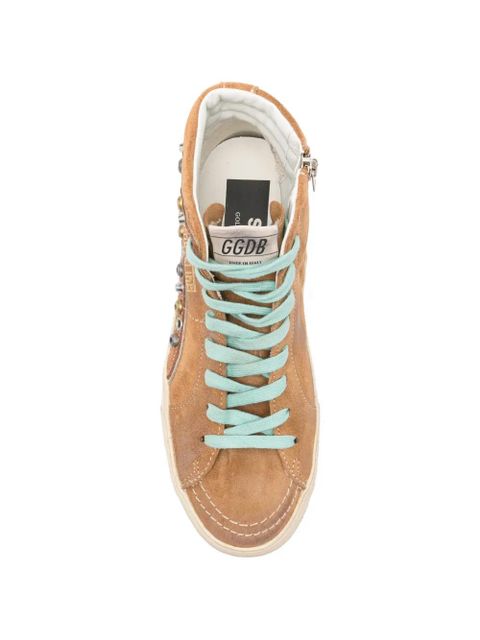 Golden Goose Slide studded star sneakers - Brown