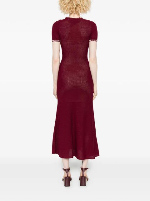 Self-Portrait button embellished midi dress - Red
