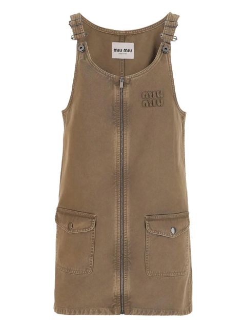 Miu Miu logo-motif denim dress - Brown - zdjęcie produktu nr 1