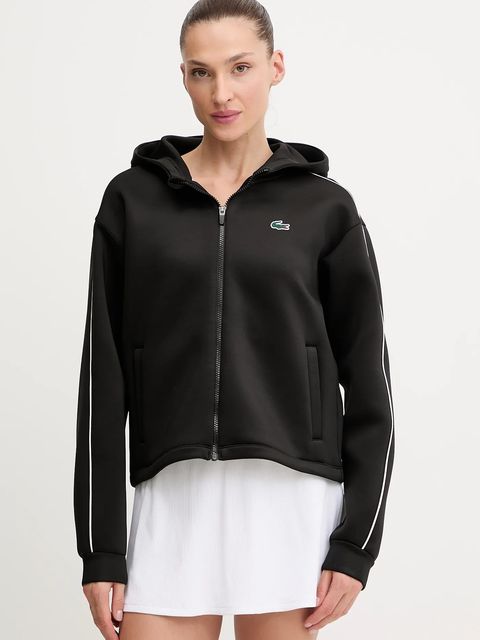 Lacoste bluza damska kolor czarny z kapturem SF8641