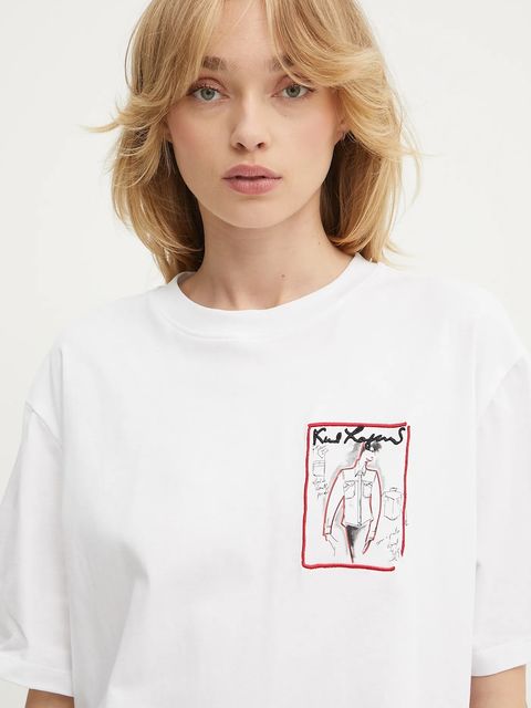 Karl Lagerfeld t-shirt bawełniany damski kolor biały A3W17100