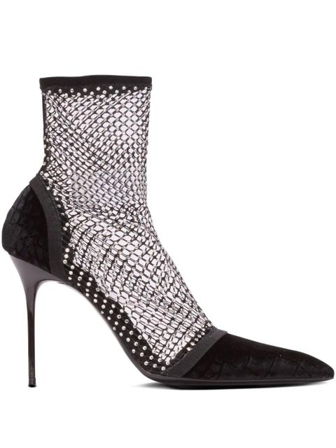 Balmain rhinestone-embellished mesh booties - Black - zdjęcie produktu nr 1