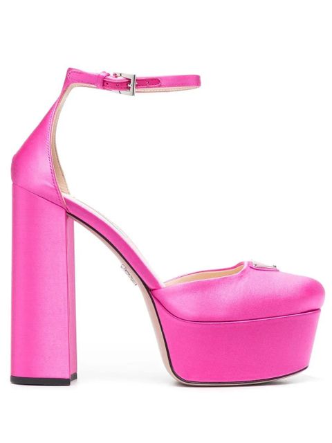 Prada logo-plaque 135mm platform pumps - Pink - zdjęcie produktu nr 1
