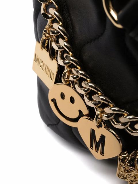 Moschino charm-detail bucket bag - Black