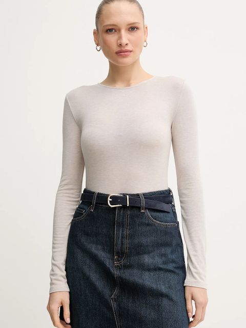 Mos Mosh longsleeve z domieszką wełny PETRI kolor beżowy 172880 - zdjęcie produktu nr 1