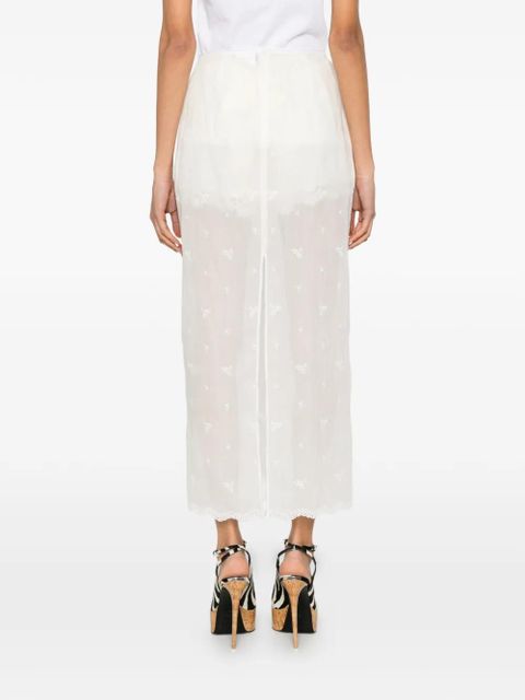 Magda Butrym embroidered scalloped-hem midi skirt - White