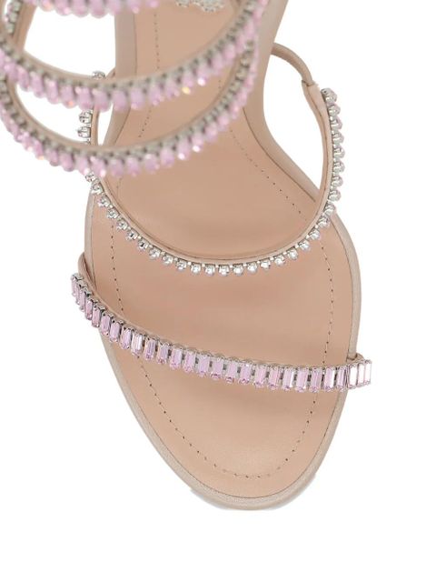 René Caovilla crystal-embellished spiral leather sandals - Neutrals