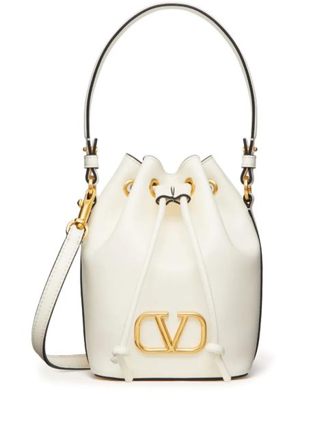 Valentino Garavani mini VLogo Signature leather bucket bag - White - zdjęcie produktu nr 1