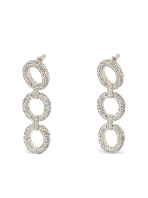Self-Portrait crystal-embellished circle-link earrings - Silver - zdjęcie produktu nr 2