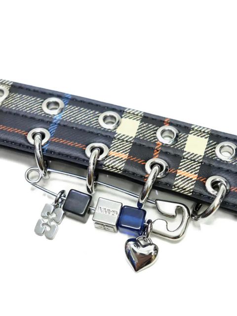 GANNI double-eyelet check belt - Black - zdjęcie produktu nr 2