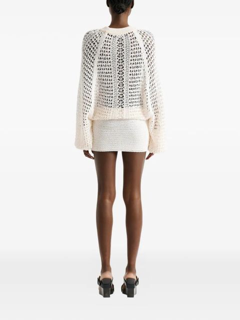 Balmain short crochet lace dress - Neutrals