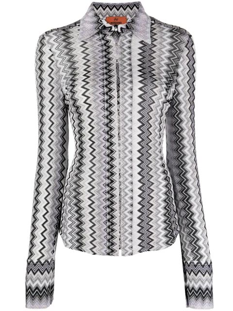 Missoni chevron-print lurex-threading shirt - Purple - zdjęcie produktu nr 1