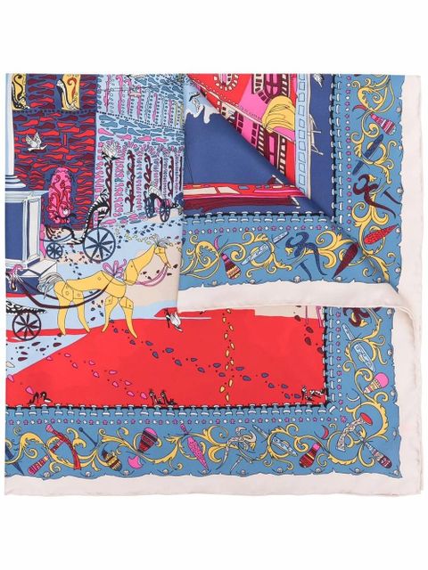 Ferragamo Palazzo Spini-Feroni print scarf - Blue