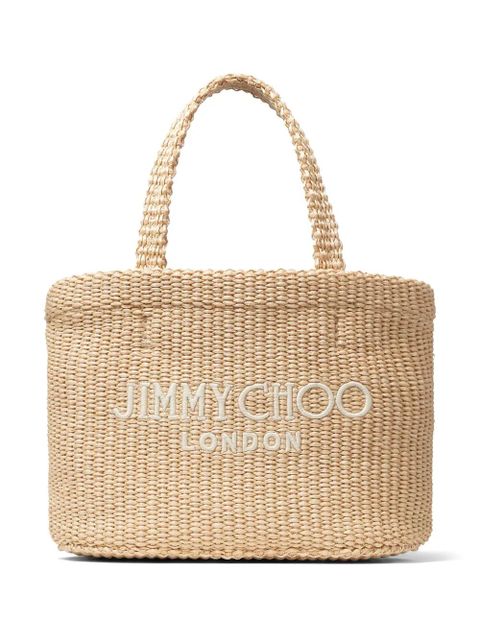 Jimmy Choo mini logo-embroidered beach bag - Neutrals - zdjęcie produktu nr 1