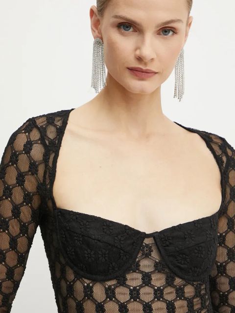 Bardot body ADONI damskie kolor czarny gładka 59583TB