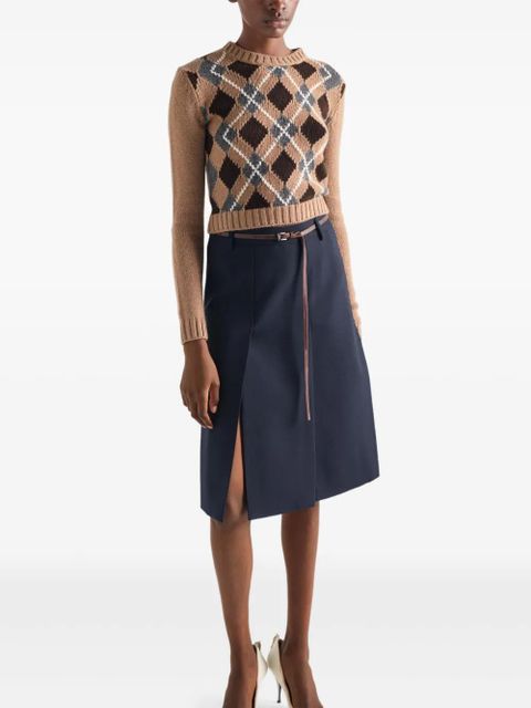 Prada argyle-pattern crew-neck sweater - Brown