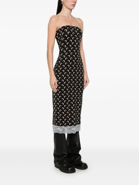 Marine Serre Crescent Moon jersey midi dress - Black