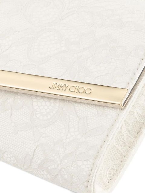 Jimmy Choo Emmie floral chain clutch bag - White