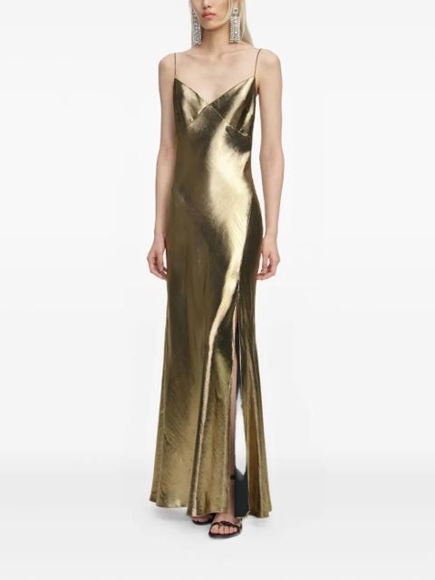 Self-Portrait metallic-effect maxi dress - Gold