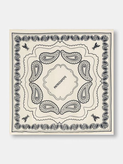 Patrizia Pepe apaszka z dodatkiem jedwabiu damska kolor beżowy wzorzysta 8F0112 A706 - zdjęcie produktu nr 1