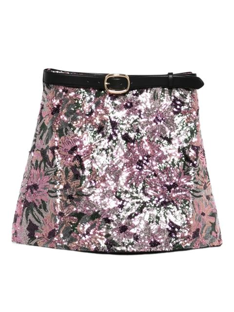 Self-Portrait sequined belted mini skirt - Pink - zdjęcie produktu nr 1