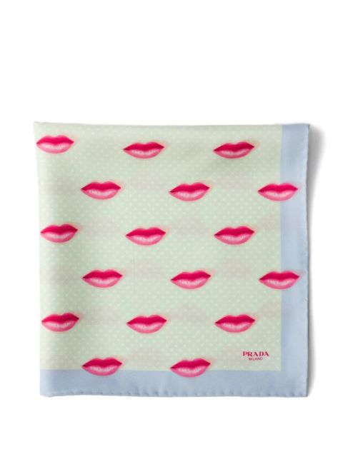 Prada printed silk twill scarf 55 x 55 cm - Green - zdjęcie produktu nr 1