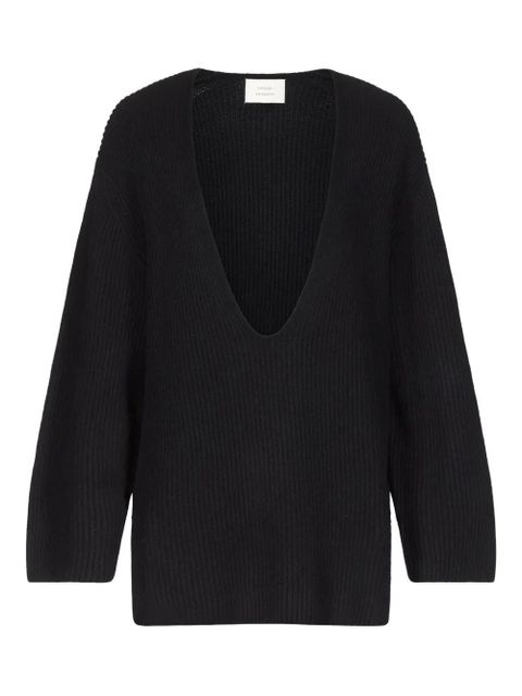 LouLou de Saison Gabe ribbed u-neck sweater - Black - zdjęcie produktu nr 1