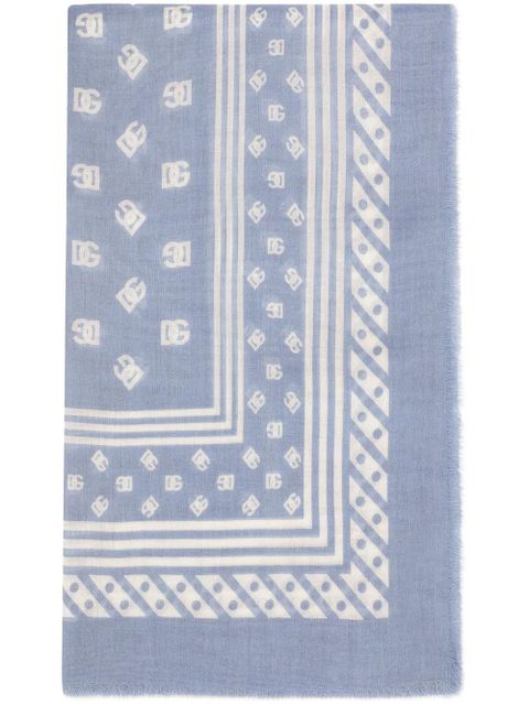 Dolce & Gabbana DNA logo-print frayed scarf - Blue - zdjęcie produktu nr 1