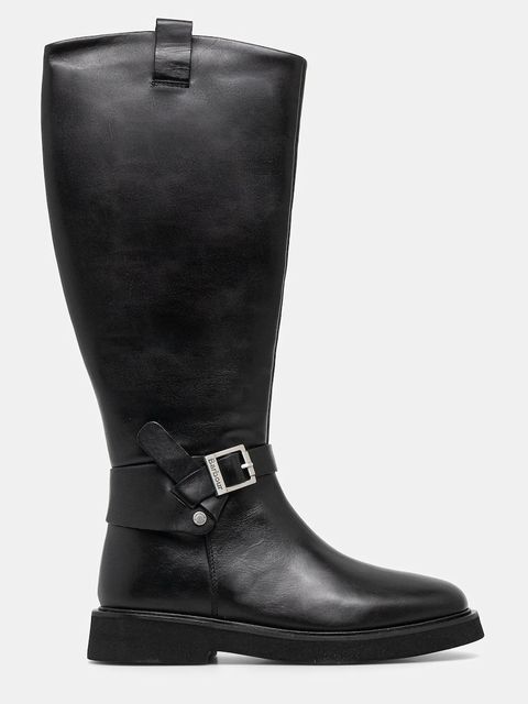 Barbour kozaki skórzane Theodora damskie kolor czarny na płaskim obcasie LFO0783BK91 - zdjęcie produktu nr 2