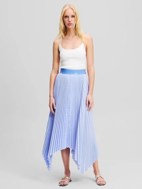 Karl Lagerfeld spódnica kolor niebieski midi rozkloszowana A2W12015 - zdjęcie produktu nr 1