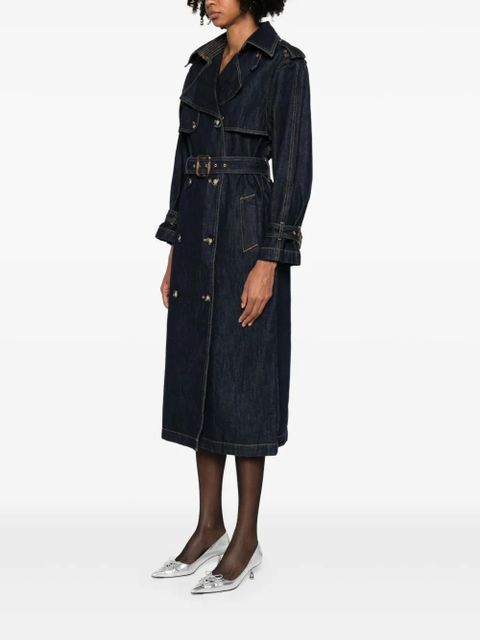 Self-Portrait belted double-breasted coat - Blue