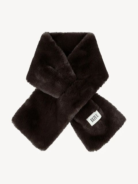 Bizuu szalik FLUFFY damski kolor brązowy gładki FLUFFY BRĄZOWY - zdjęcie produktu nr 1