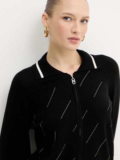 Liu Jo kardigan damski kolor czarny lekki TF5032.MS63L