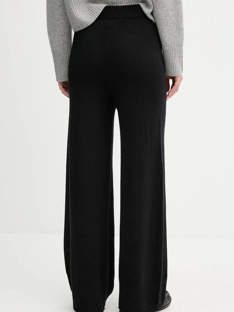 United Colors of Benetton spodnie z dodatkiem wełny damskie kolor czarny szerokie high waist 102HDF00Z