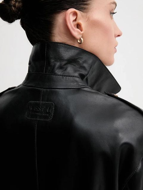 Pepe Jeans kurtka skórzana GRETA kolor czarny przejściowa PL402527