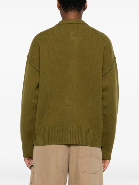 AMI Paris heart-logo patch-pocket cardigan - Brown