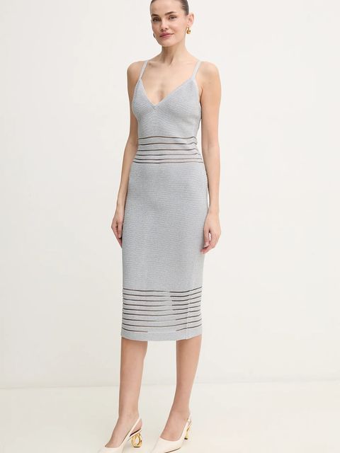 Herve Leger sukienka Elsa kolor srebrny mini dopasowana MOS8513267