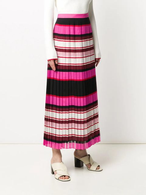 Valentino Garavani striped pleated silk skirt - Pink