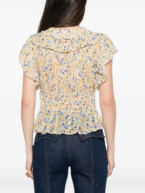 Ulla Johnson Athene ruffled floral-print blouse - Neutrals